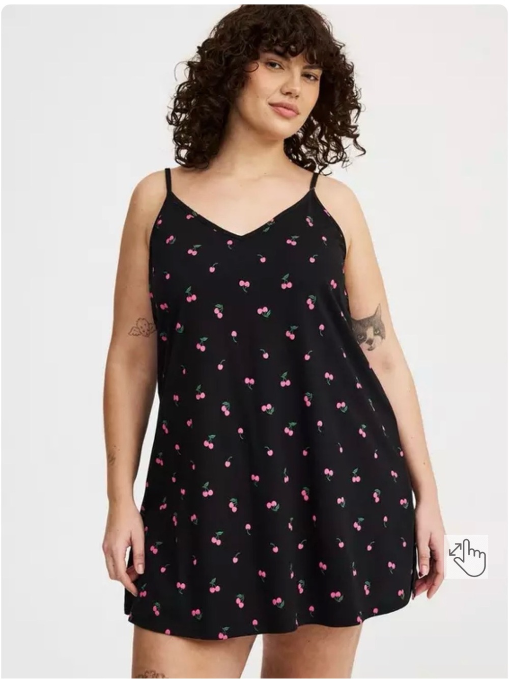 🆕 Torrid Lightweight Cotton Jersey V-Back Sleep Gown Cherries size 1